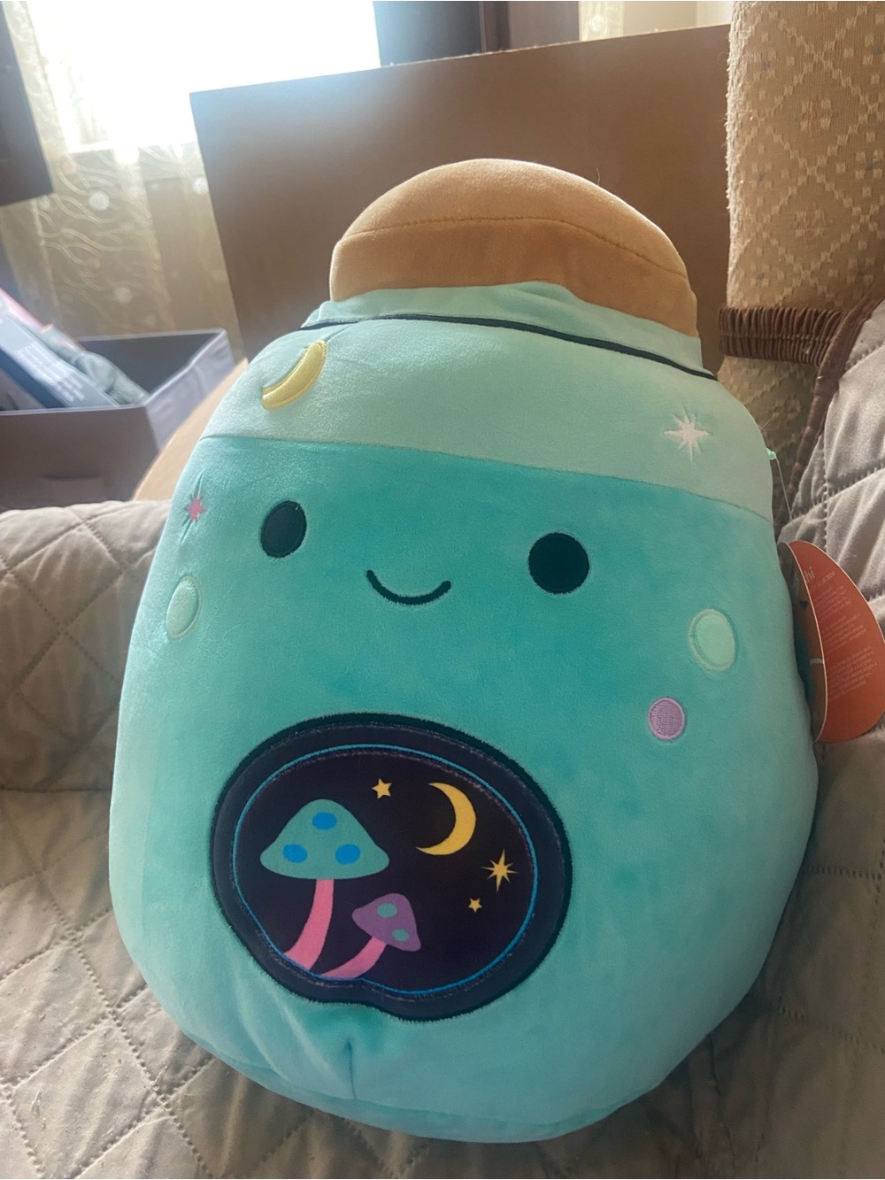 Squishmallows Teal and Tan Reishi Plush with Decorative Tag